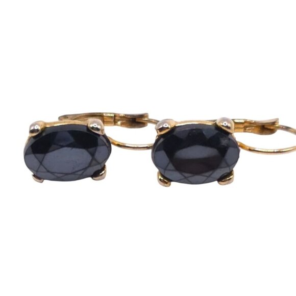 Unbranded Jewelry - Black Onyx Gold Tone Crystal Drop Earrings